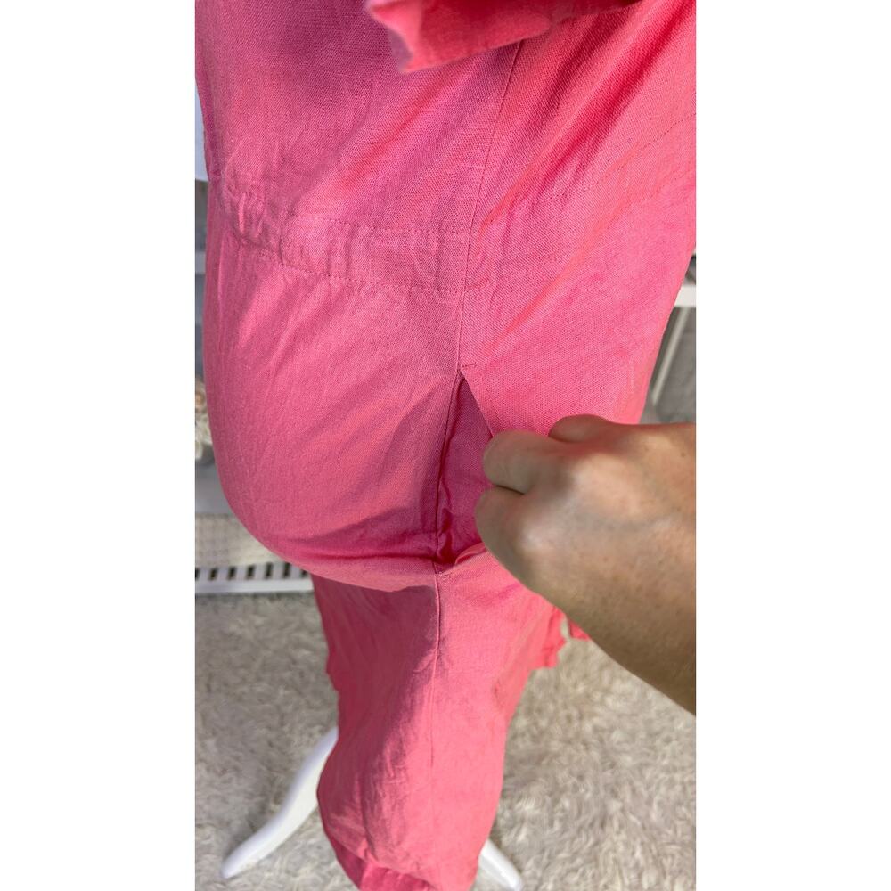 Appleseed’s Women's Size 14 Petite Pink Linen Button Up Shirt Dress  #0513 - Picture 8 of 14